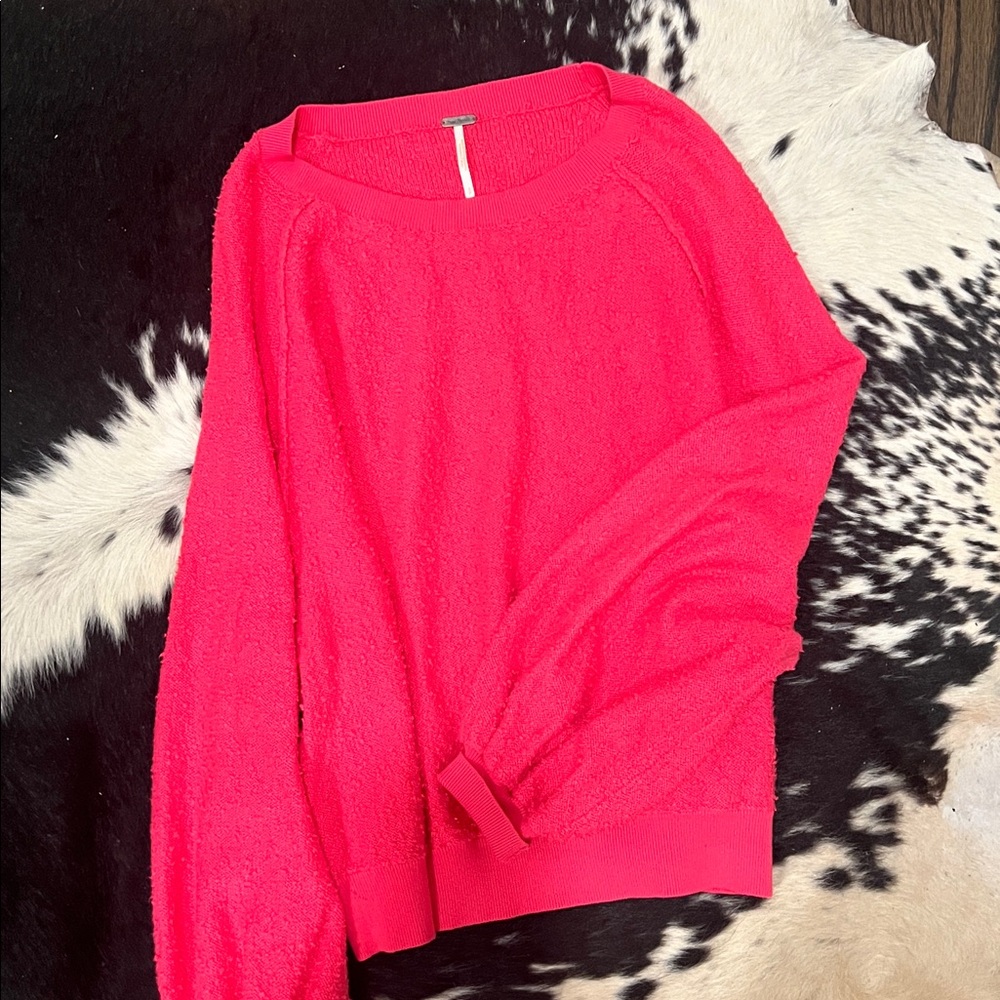 free people pink textured sweater